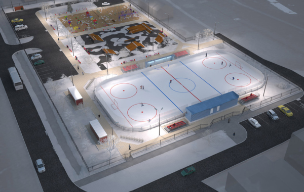 Хоккейный корт в поселке Заречный